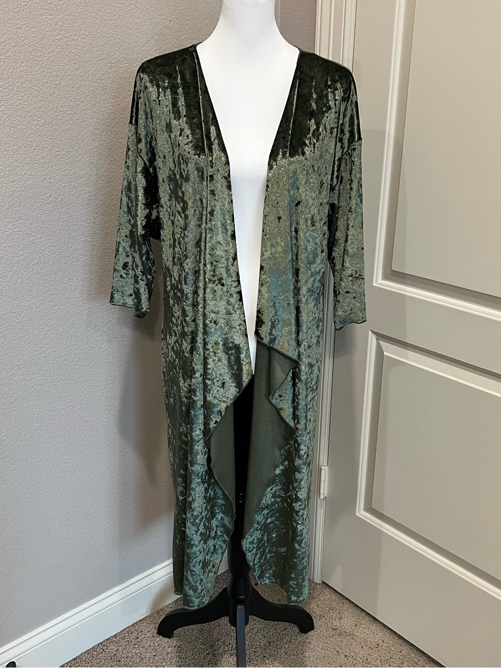 LuLaRoe Shirley - Olive Green Crushed Velvet
